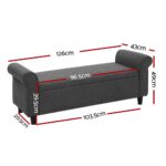 Artiss Storage Ottoman Blanket Box 125cm Arm Linen Grey - Image 3
