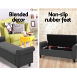 Artiss Storage Ottoman Blanket Box 125cm Arm Linen Grey - Image 5