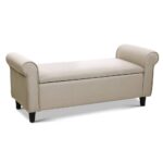 Artiss Storage Ottoman Blanket Box 125cm Arm Linen Taupe - Image 2