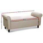 Artiss Storage Ottoman Blanket Box 125cm Arm Linen Taupe - Image 3