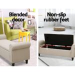 Artiss Storage Ottoman Blanket Box 125cm Arm Linen Taupe - Image 5