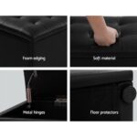 Artiss Storage Ottoman Blanket Box 140cm Leather Black - Image 7