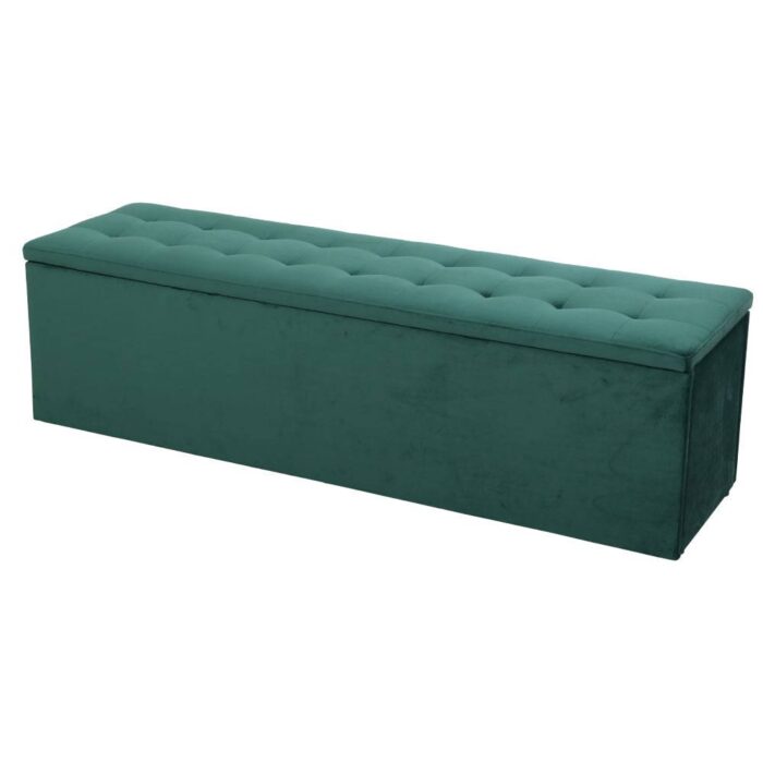 Artiss Storage Ottoman Blanket Box 140cm Velvet Green - Image 2