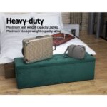 Artiss Storage Ottoman Blanket Box 140cm Velvet Green - Image 5