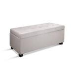 Artiss Storage Ottoman Blanket Box 97cm Linen Beige - Image 2