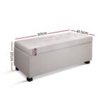 Artiss Storage Ottoman Blanket Box 97cm Linen Beige - Image 3