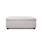 Artiss Storage Ottoman Blanket Box 97cm Linen Beige - Image 4