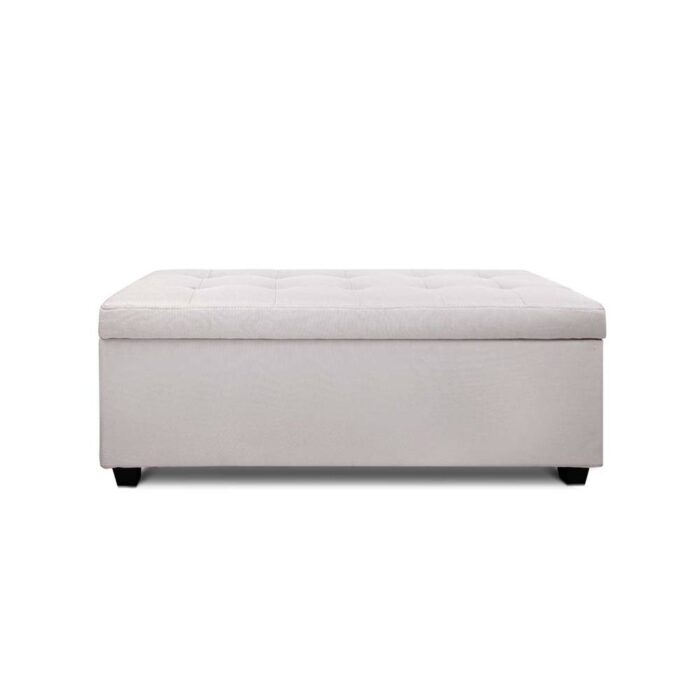 Artiss Storage Ottoman Blanket Box 97cm Linen Beige - Image 4