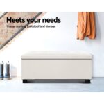 Artiss Storage Ottoman Blanket Box 97cm Linen Beige - Image 5