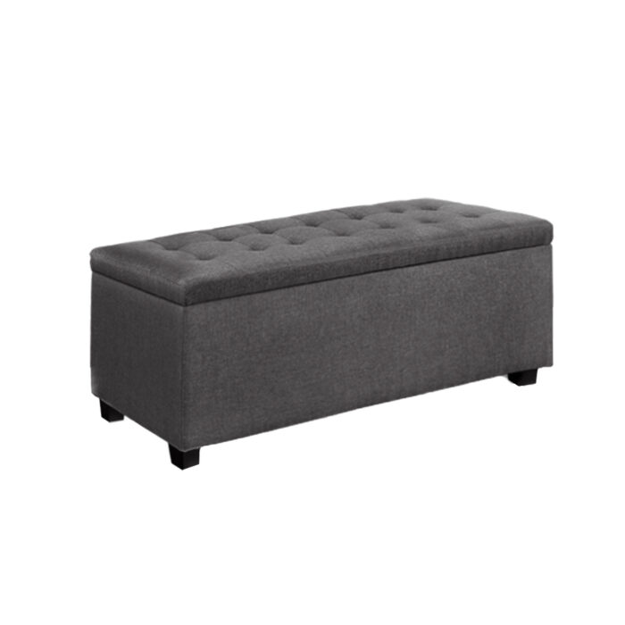 Artiss Storage Ottoman Blanket Box 97cm Linen Grey - Image 2