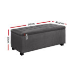 Artiss Storage Ottoman Blanket Box 97cm Linen Grey - Image 3
