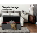 Artiss Storage Ottoman Blanket Box 97cm Linen Grey - Image 6
