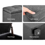 Artiss Storage Ottoman Blanket Box 97cm Linen Grey - Image 7