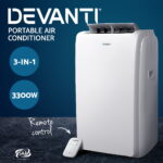 Devanti Portable Air Conditioner Cooling Mobile Fan Cooler Remote Window Kit White 3300W - Image 5