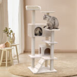 i.Pet Cat Tree 134cm Tower Scratching Post Scratcher Wood Condo House Bed Beige