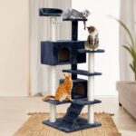 i.Pet Cat Tree 134cm Tower Scratching Post Scratcher Wood Condo House Bed Grey