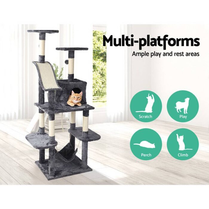 i.Pet Cat Tree 171cm Tower Scratching Post Scratcher Wooden Condo House Bed Toys - Image 4