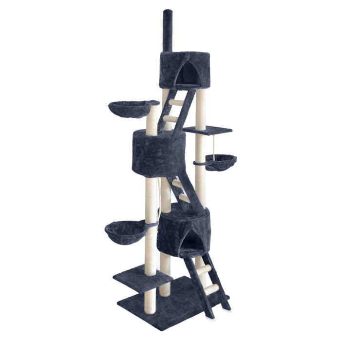 i.Pet Cat Tree 244cm Tower Scratching Post Scratcher Trees Condo House Grey - Image 4