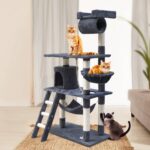 i.Pet Cat Tree 141cm Tower Scratching Post Scratcher Condo Wood House Bed Grey