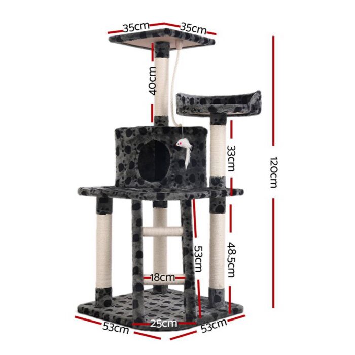 i.Pet Cat Tree 120cm Tower Scratching Post Scratcher Trees Bed Wood Condo Toys Bed - Image 3