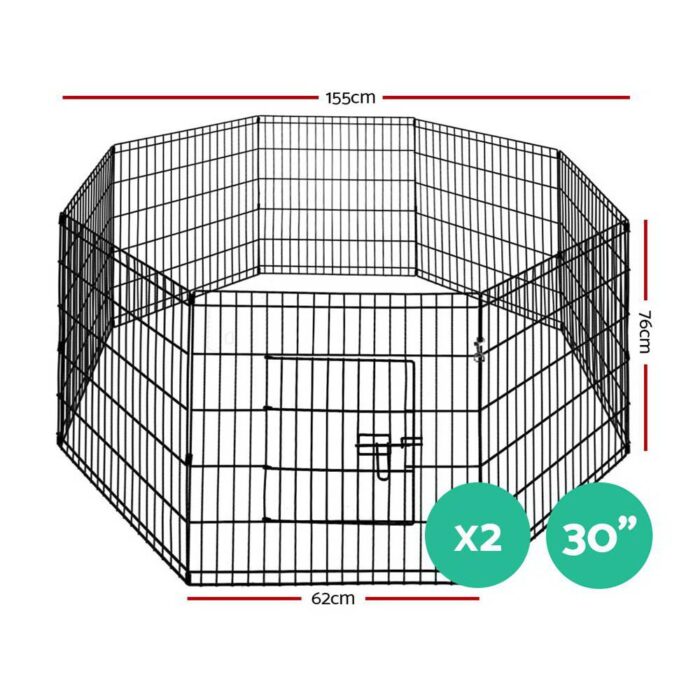 i.Pet 2x30" 8 Panel Dog Playpen Pet Fence Exercise Cage Enclosure Play Pen - Image 3