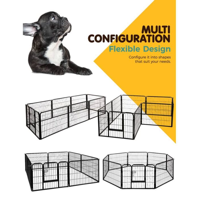 i.Pet 24" 8 Panel Dog Playpen Pet Exercise Cage Enclosure Fence Play Pen - Image 4