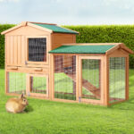 i.Pet Chicken Coop Rabbit Hutch 138cm x 44cm x 85cm Large House Run Cage Wooden Outdoor