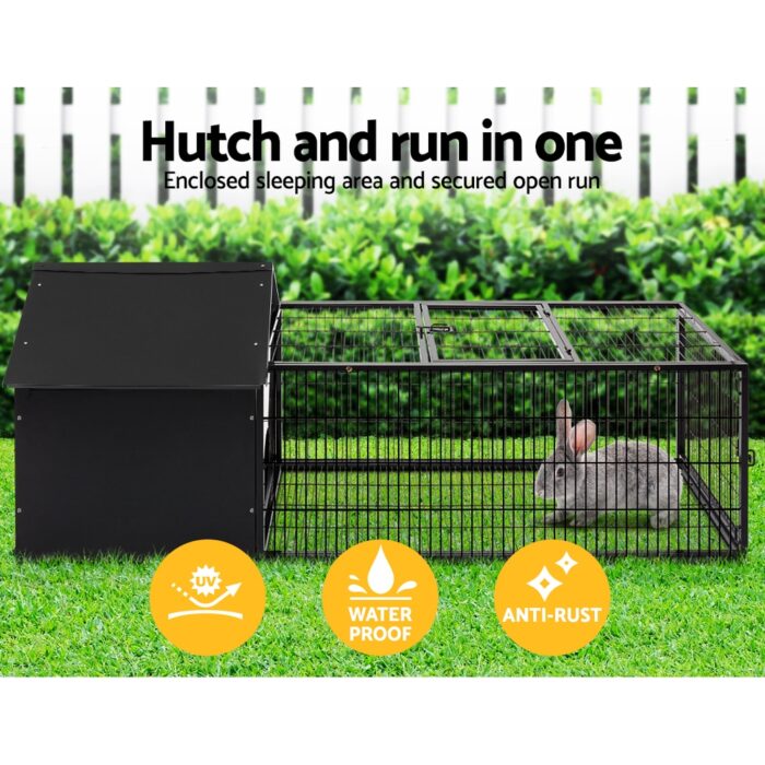 i.Pet Rabbit Cage Hutch 162x60cm Enclosure Metal - Image 2