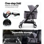 i.Pet Pet Stroller Dog Pram Cat Carrier Travel Large Pushchair Foldable 4 Wheels Grey - Image 6