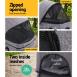 i.Pet Pet Stroller Dog Pram Cat Carrier Travel Large Pushchair Foldable 4 Wheels Grey - Image 7