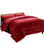Giselle Bedding Faux Mink Quilt Burgundy Super King - Image 2