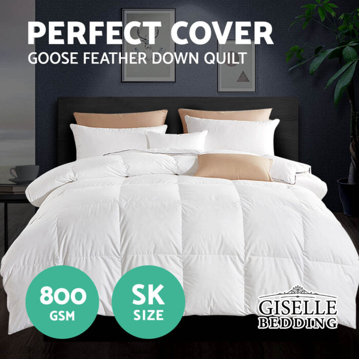 Giselle Bedding 800GSM Goose Down Feather Quilt Super King - Image 4