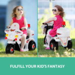 Rigo Kids Electric Ride On Police Motorcycle Motorbike 6V Battery White - Image 4