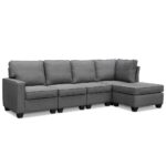 Artiss Sofa Lounge Set 5 Seater Modular Chaise Chair Suite Couch Fabric Grey - Image 7