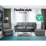 Artiss Sofa Lounge Set 5 Seater Modular Chaise Chair Suite Couch Fabric Grey - Image 2