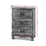 Artiss Bedside Tables Side Table Drawers Cabinet Vintage Grey Nightstand Storage - Image 3
