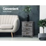 Artiss Bedside Tables Side Table Drawers Cabinet Vintage Grey Nightstand Storage - Image 4