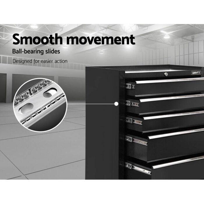 Giantz 5 Drawer Tool Box Cabinet Chest Trolley Box Garage Storage Toolbox Black - Image 6