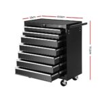 Giantz 7 Drawer Tool Box Cabinet Chest Trolley Storage Garage Toolbox Black - Image 3