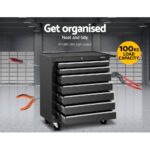 Giantz 7 Drawer Tool Box Cabinet Chest Trolley Storage Garage Toolbox Black - Image 5