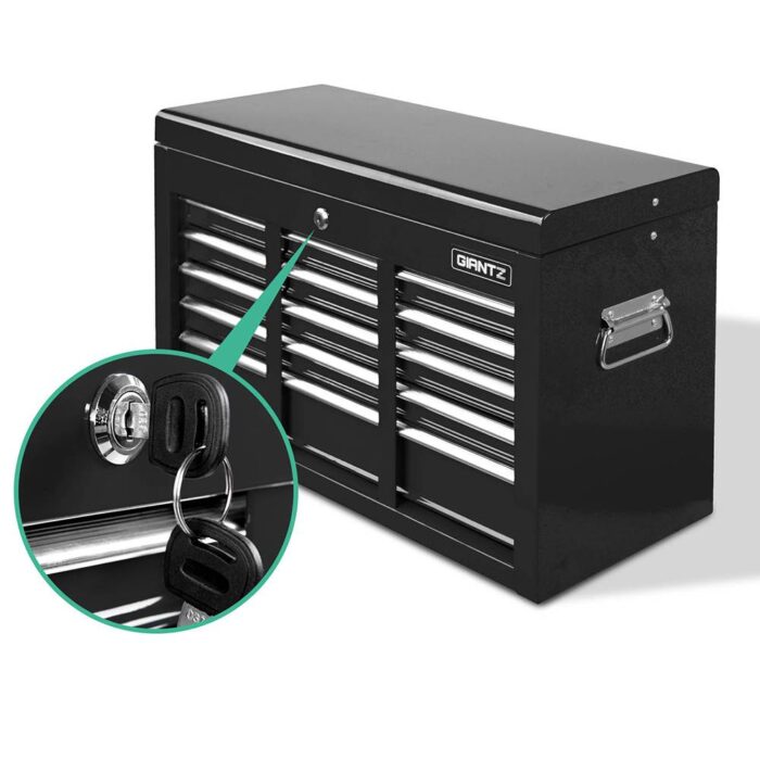 Giantz 9 Drawer Tool Box Cabinet Chest Toolbox Storage Garage Organiser Black - Image 4