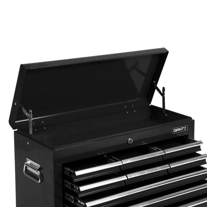 Giantz 9 Drawer Tool Box Cabinet Chest Toolbox Storage Garage Organiser Black - Image 5