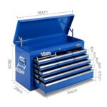 Giantz 9 Drawer Tool Box Cabinet Chest Toolbox Storage Garage Organiser Blue - Image 3