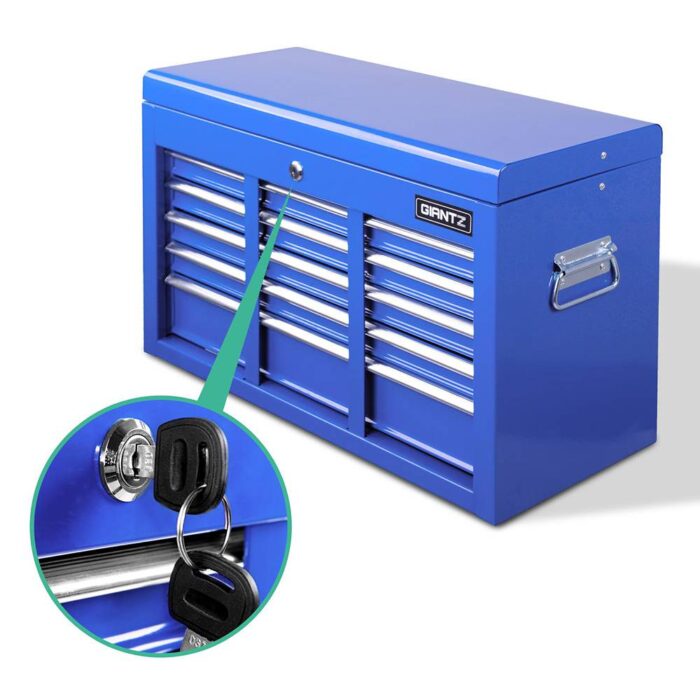 Giantz 9 Drawer Tool Box Cabinet Chest Toolbox Storage Garage Organiser Blue - Image 4