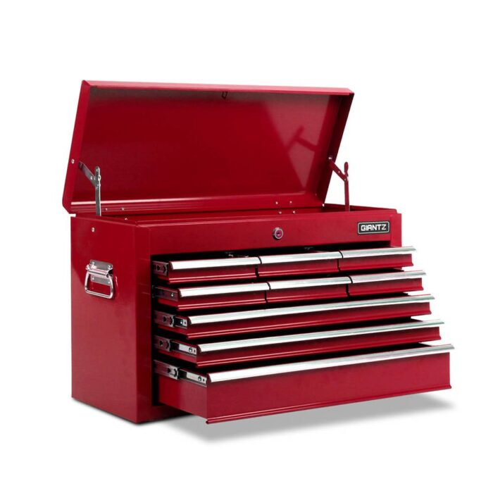 Giantz 9 Drawer Tool Box Cabinet Chest Toolbox Storage Garage Organiser Red - Image 2