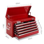 Giantz 9 Drawer Tool Box Cabinet Chest Toolbox Storage Garage Organiser Red - Image 3