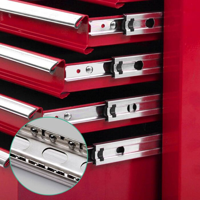 Giantz 9 Drawer Tool Box Cabinet Chest Toolbox Storage Garage Organiser Red - Image 6