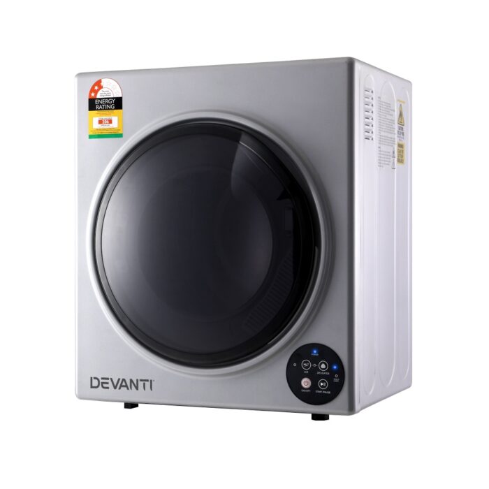 Devanti Tumble Dryer 5kg Fully Auto Silver - Image 3