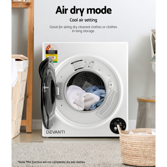 Devanti Tumble Dryer 5kg Fully Auto Black - Image 3