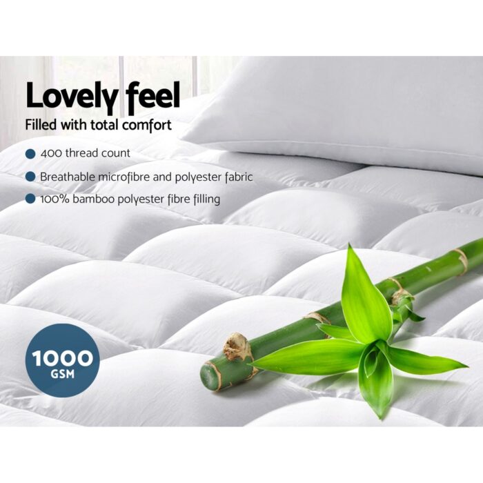 Giselle Bedding Mattress Topper Pillowtop Bamboo Single - Image 4